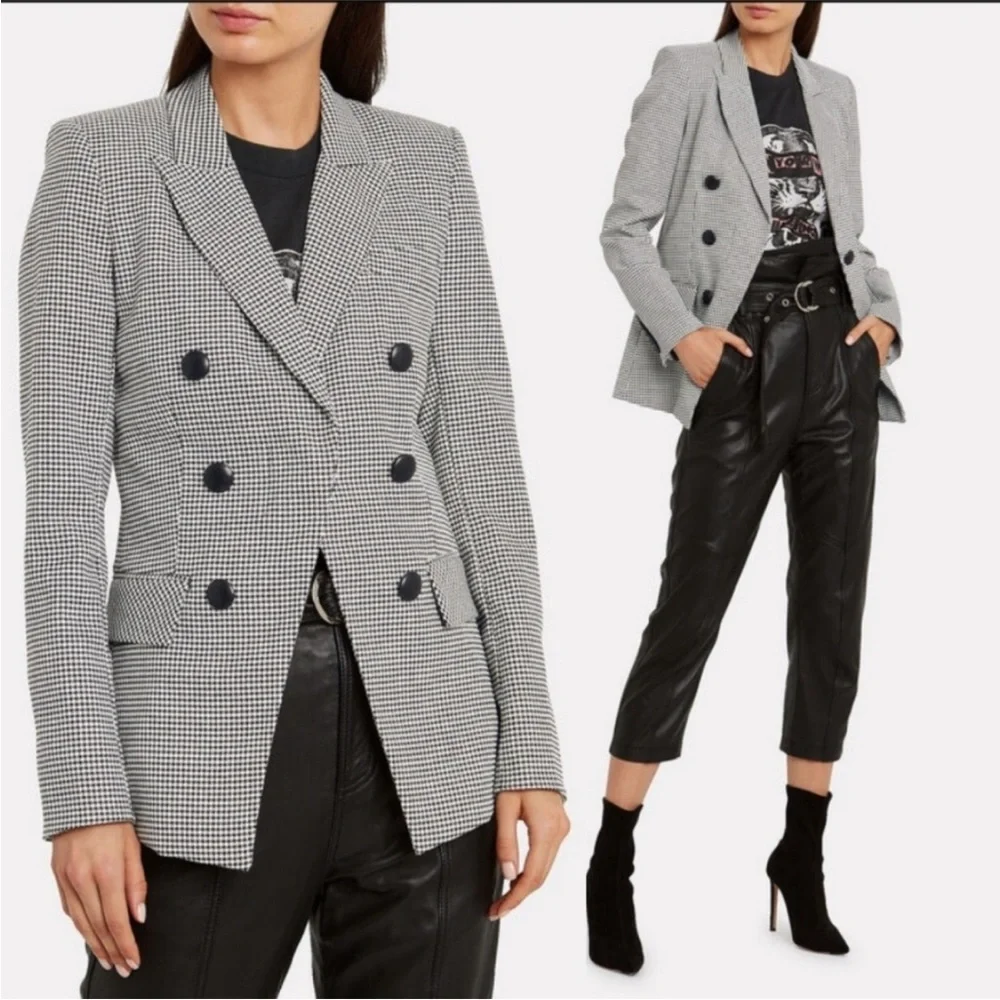 $698 Veronica Beard Leon Houndstooth Dickey Jacket Blazer Black White sz 6